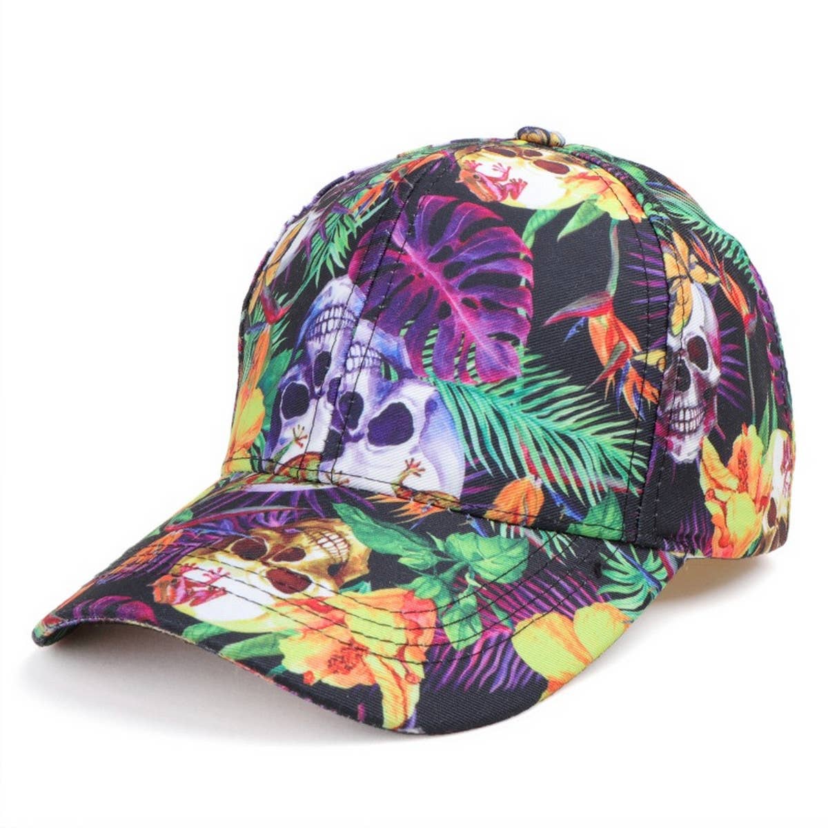 Skull Leaf Print Graffiti Baseball Cap - Sun Hat CWAH1549