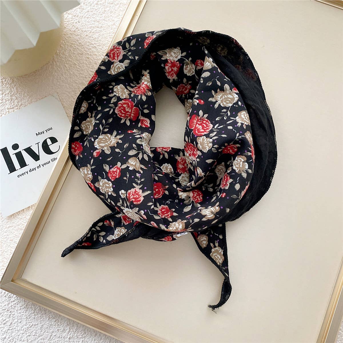 Double-Layered Diamond Pattern Twilly Scarf