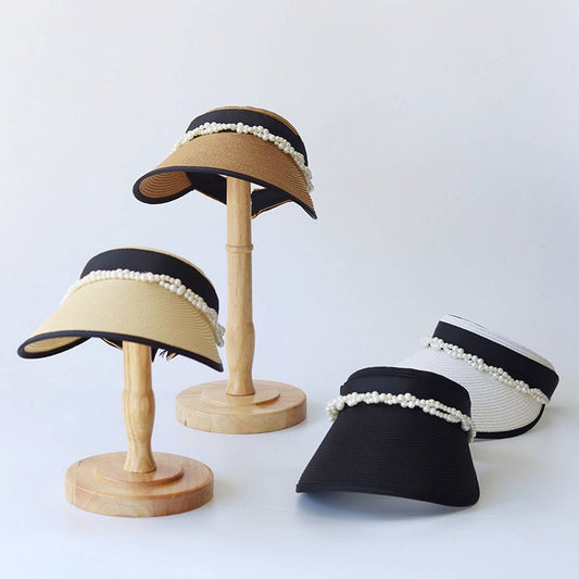 Summer high quality pearl sun hat_CWAH3571