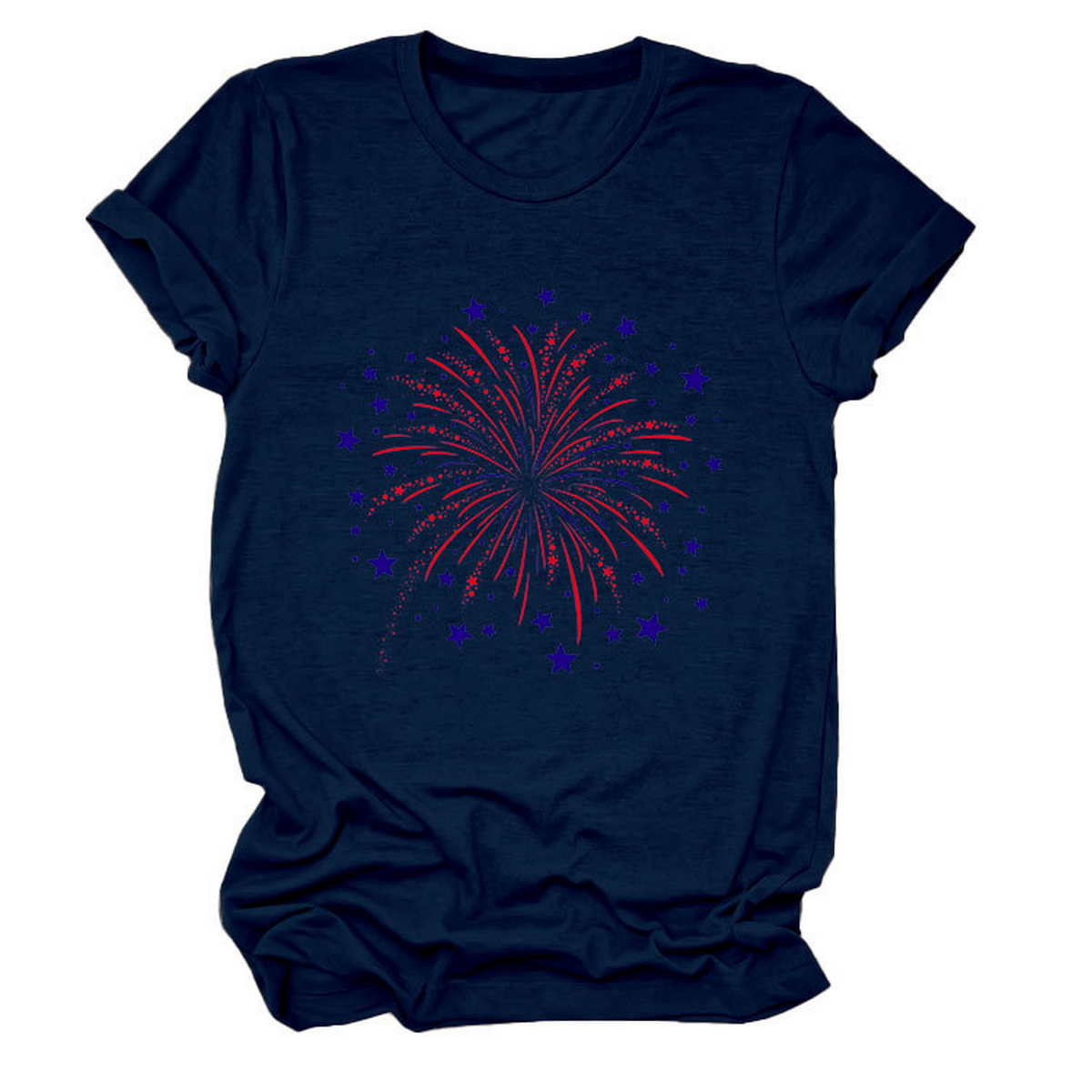Trendy Loose Star Fireworks Graphic Tee for Women