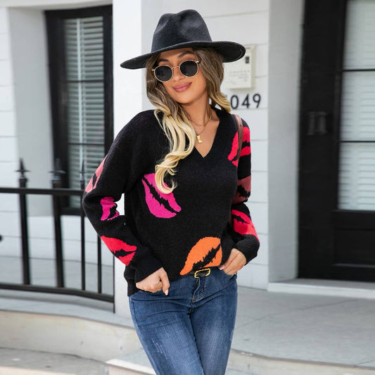 VALENTINE'S DAY SWEATER V-NECK KNIT JUMPER