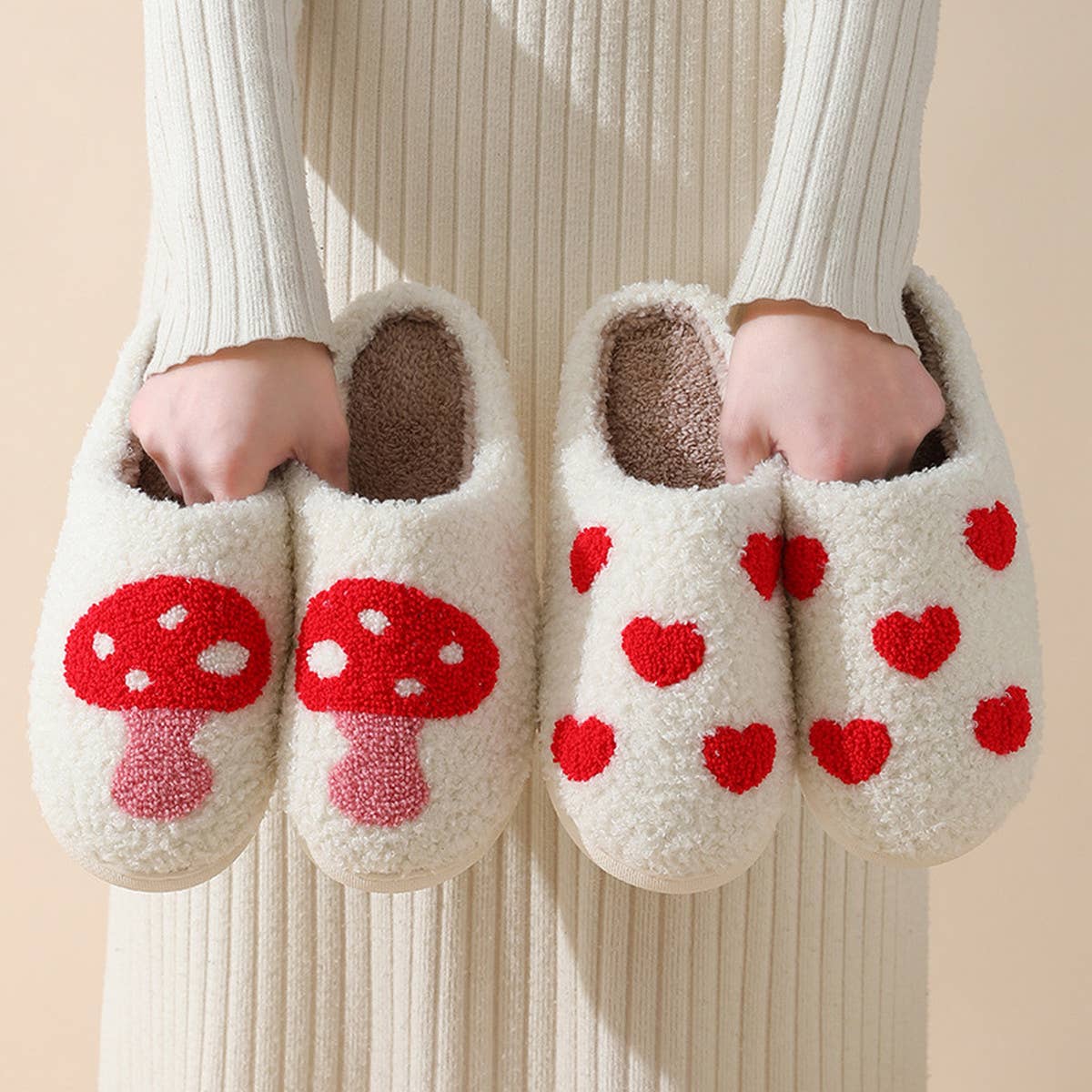 HOME LOVE PATTERN NON-SLIP COTTON SLIPPERS