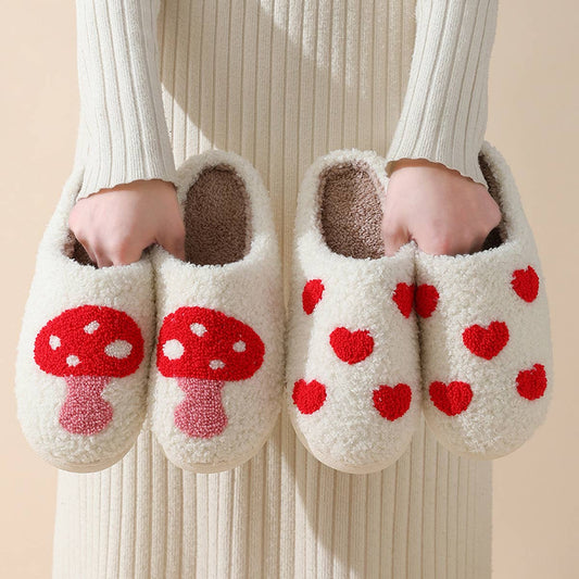 HOME LOVE PATTERN NON-SLIP COTTON SLIPPERS