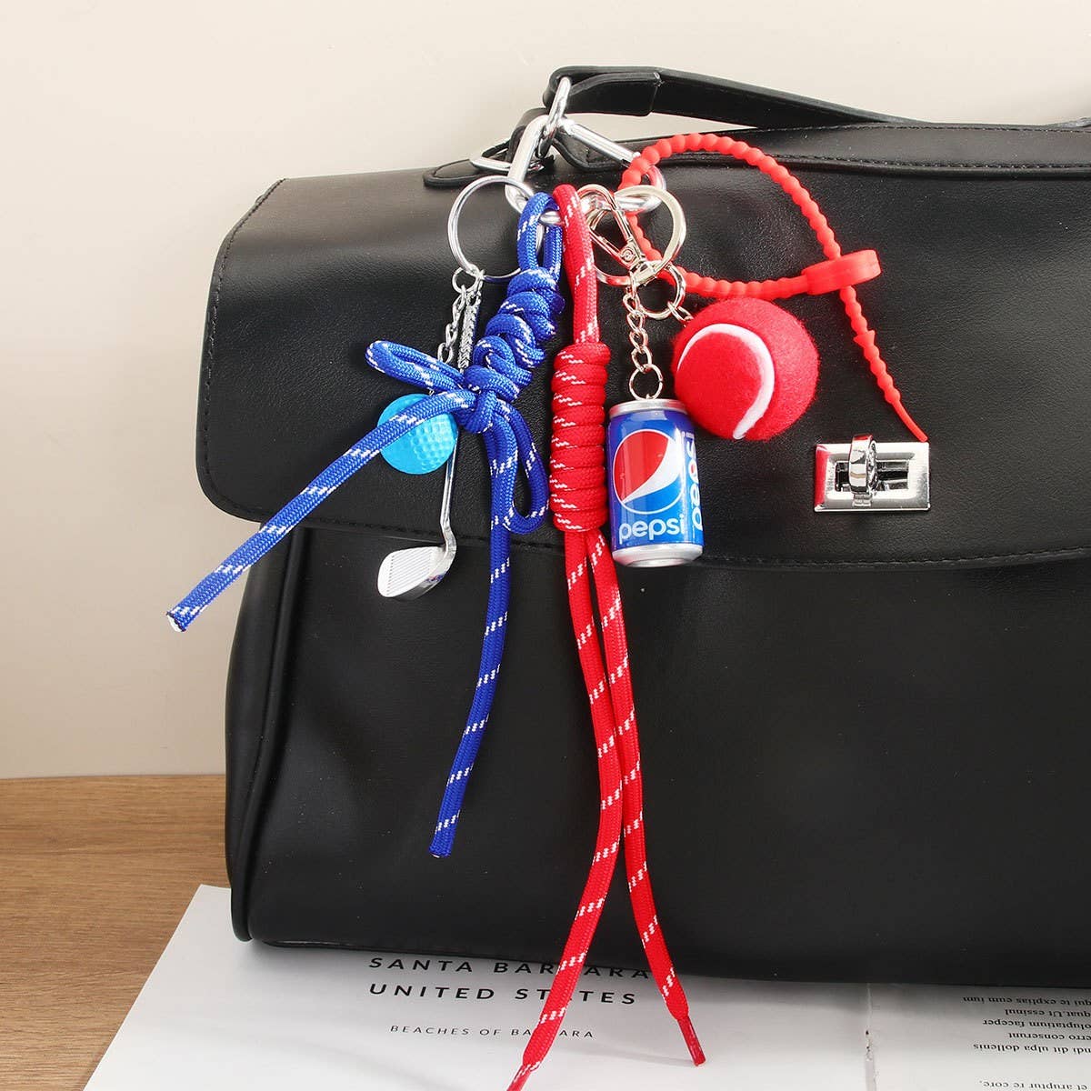 Sporty Mini Cola Bottle & Golf Ball Keychain_CWMM7766