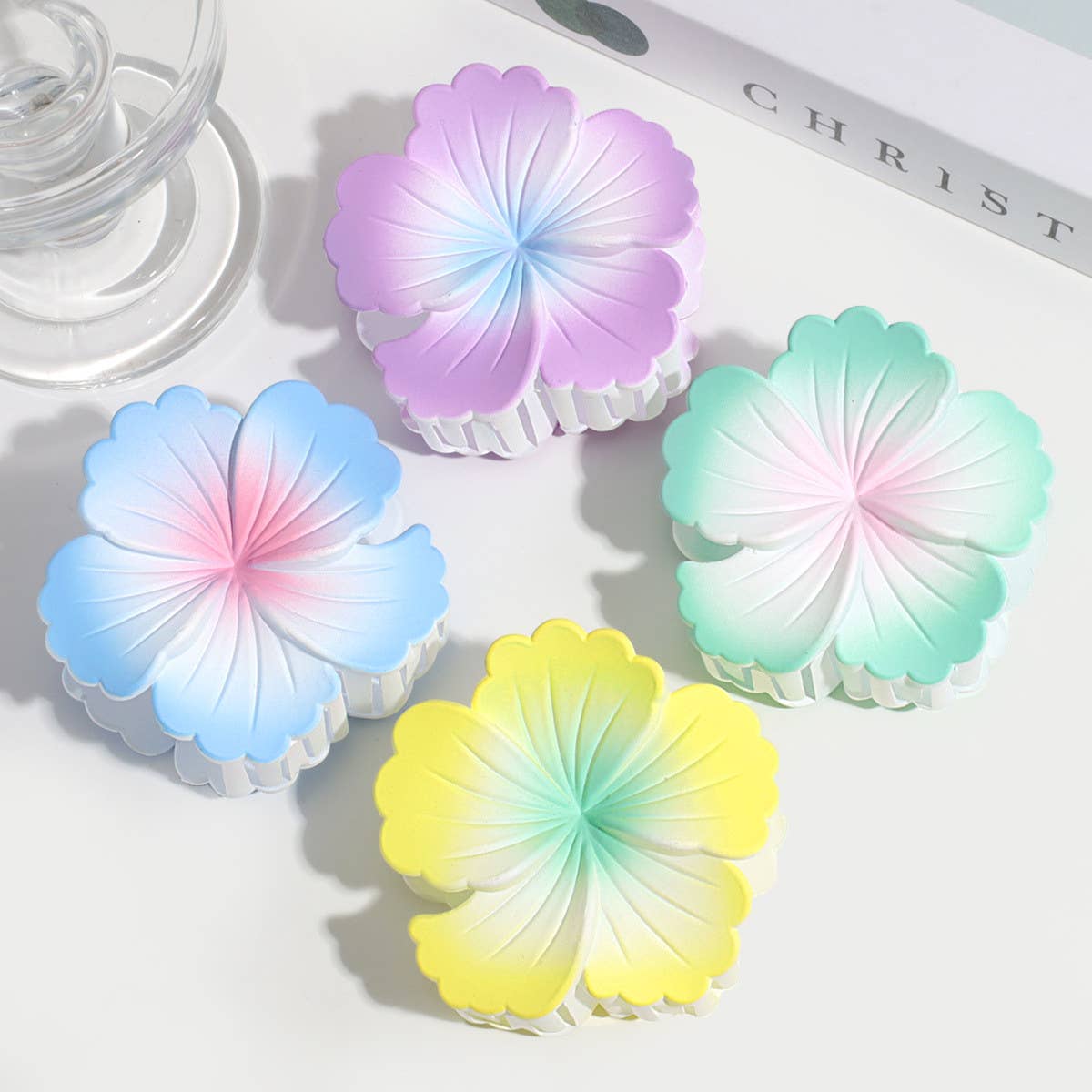 SWEET CANDY-COLORED CURLING HEART FLOWER CLIP