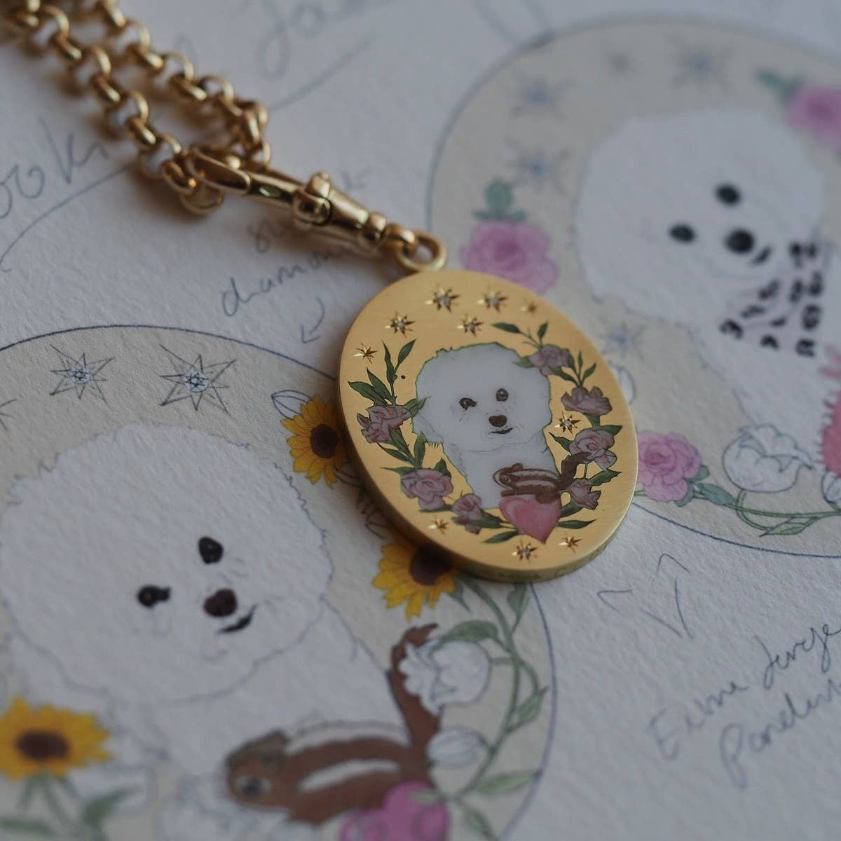 New Dog Stainless Steel Painted Necklace