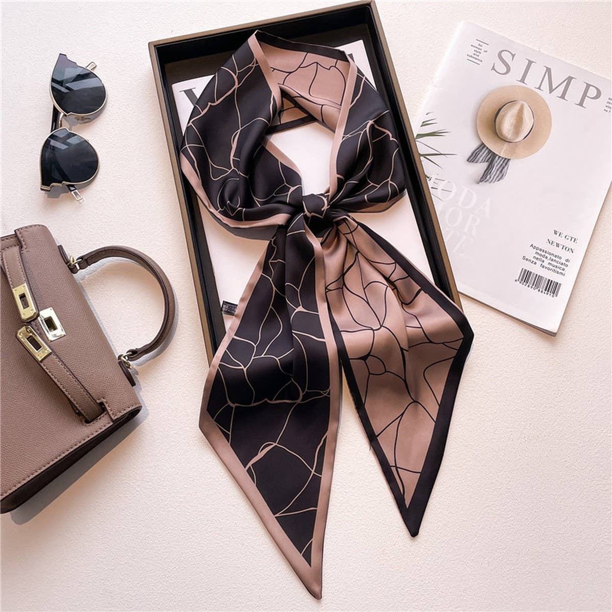 Skinny Silk Scarf for Hair, Neck or Bag Wrap_CWASC1512🎗️