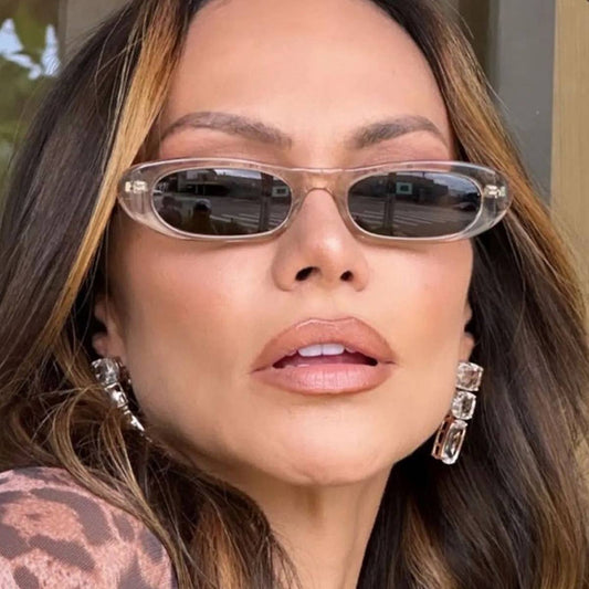 WOMEN NARROW FRAME RETRO OVAL SUNGLASSES