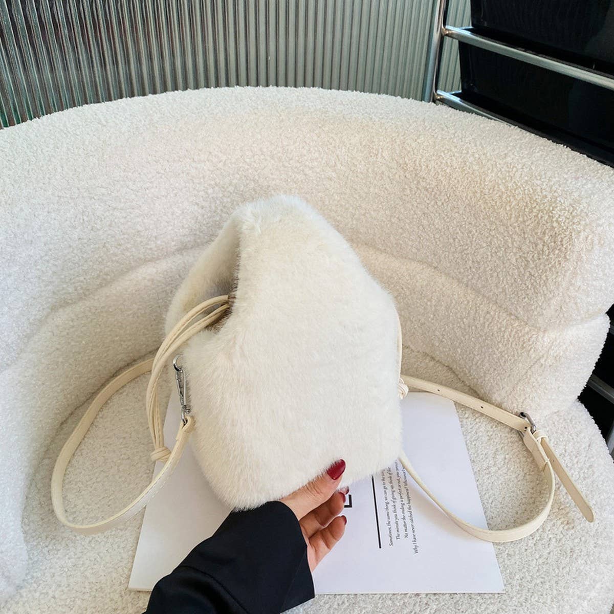 Plush Bucket Bag Women Handbag Crossbody Tote_CUAB00547