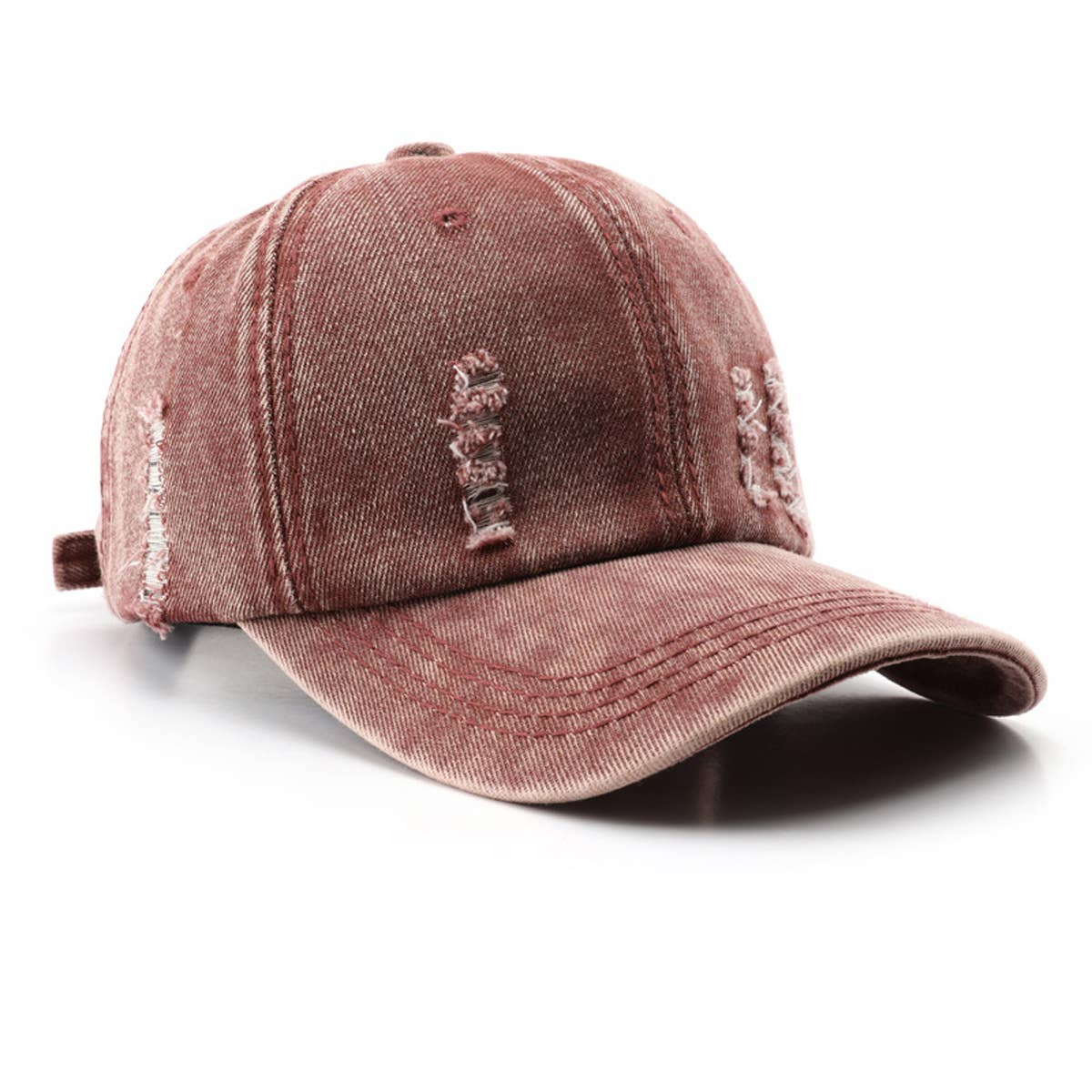 Vintage Washed Distressed Denim Baseball Cap_CWAH0896