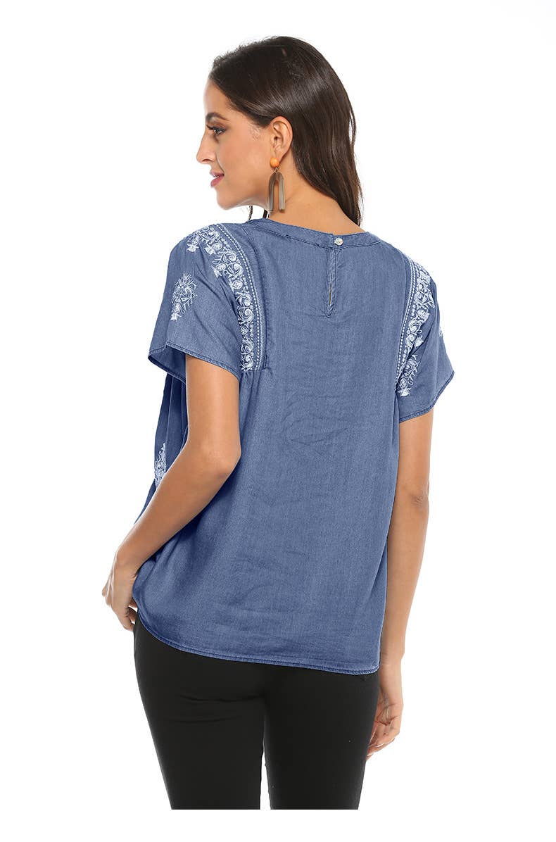 Embroidered tencel denim jumper