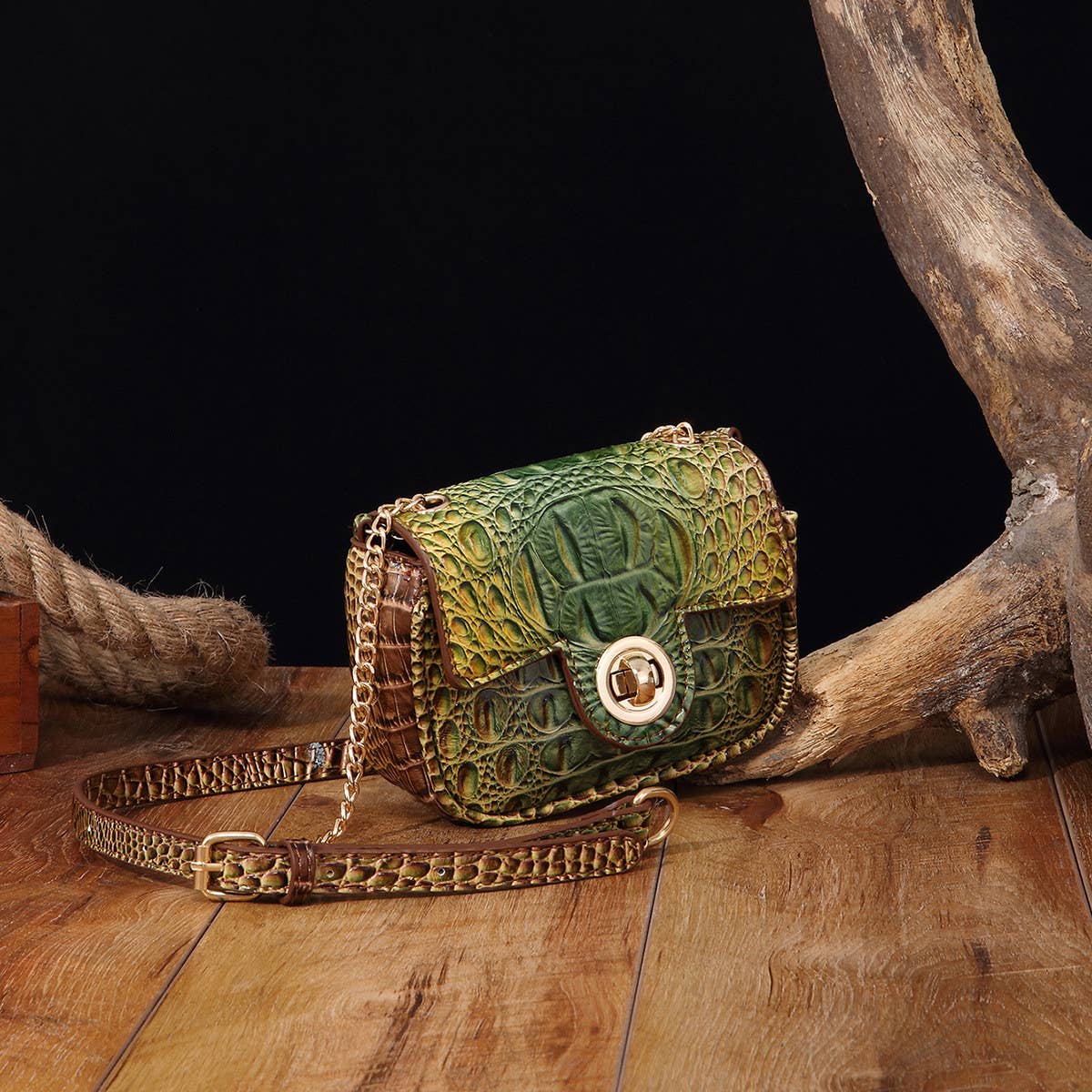 WOMEN MULTI-COLOR CROCODILE PATTERN SHOULDER BAG_CWAB2596