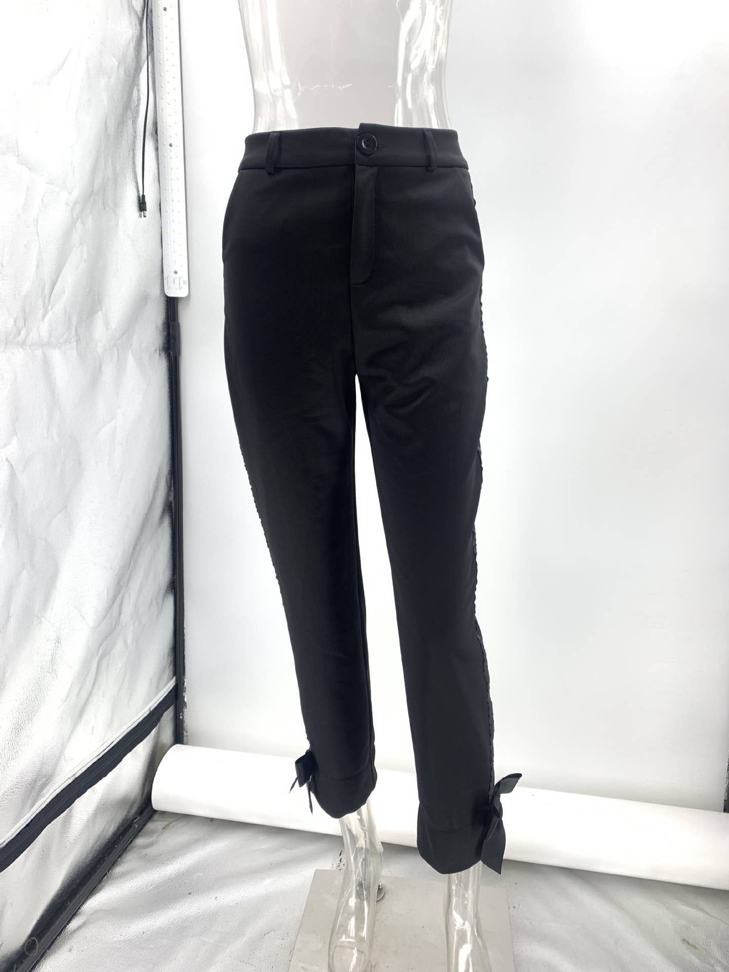 SLIM CASUAL HIGH-WAISTED BOW CROPPED PANTS