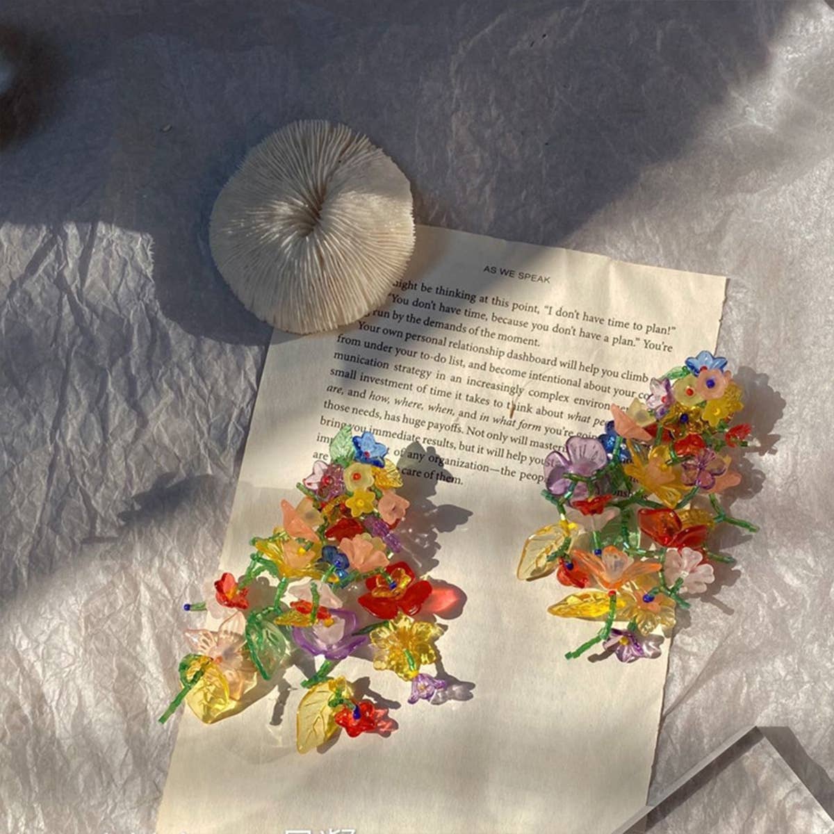 COLORFUL EXAGGERATED FLOWER LONG EARRINGS