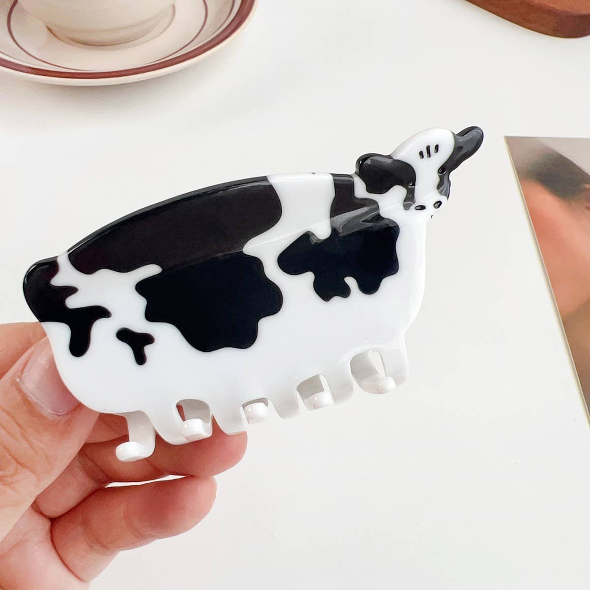 Fun Animal Patchwork Hair Claw - Cute Pig Cow Clip_CWAHA1493