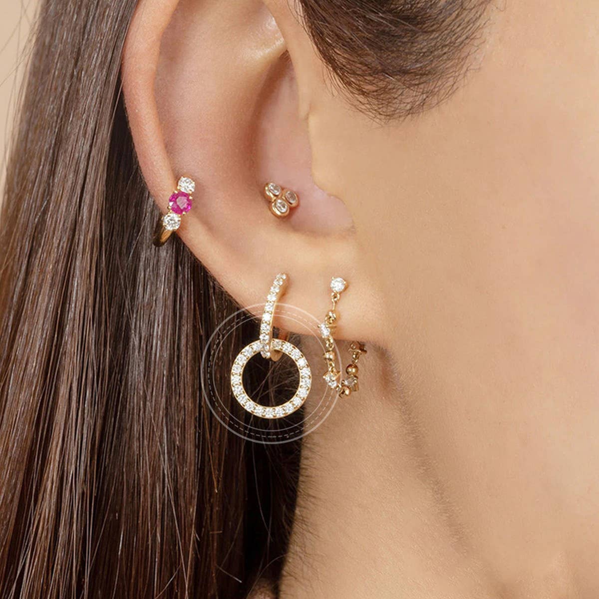 TEMPERAMENT GEOMETRIC DOUBLE HOOP EARRINGS