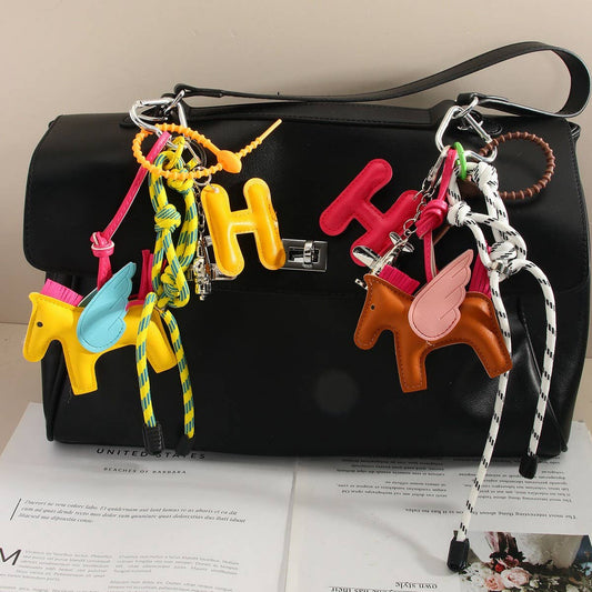 Leather Pegasus & Plane Letter Bag Charm_CWMM7566