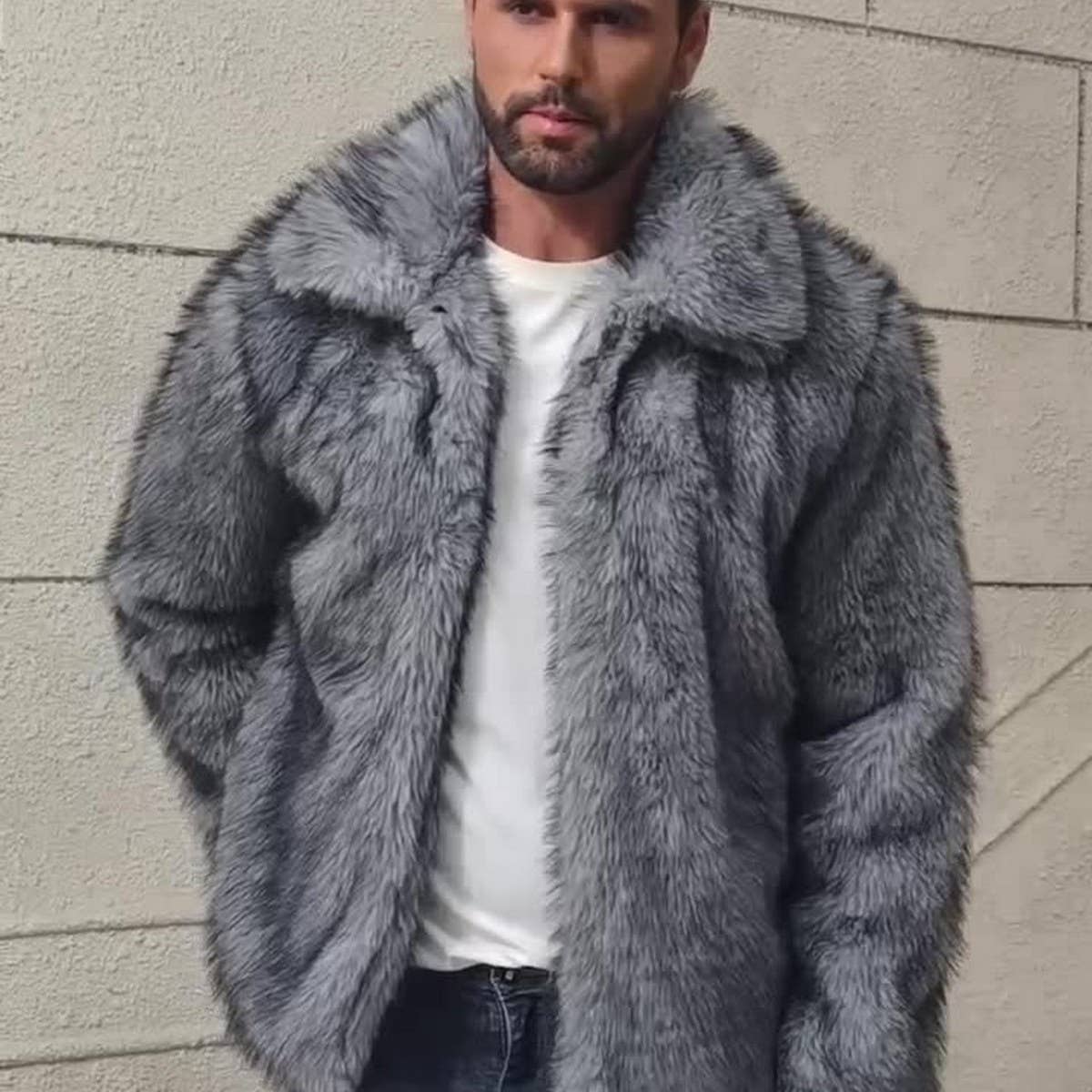 Men¡¯s Faux Fur Short Jacket Fashion Winter Coat