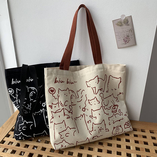 CANVAS TOTE BAGS WITH ADORABLE ANIMAL PRINT_CWAB2046