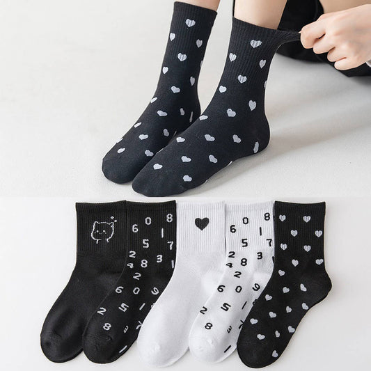 WOMEN'S FASHION HEART COTTON MIDDLE SOCKS