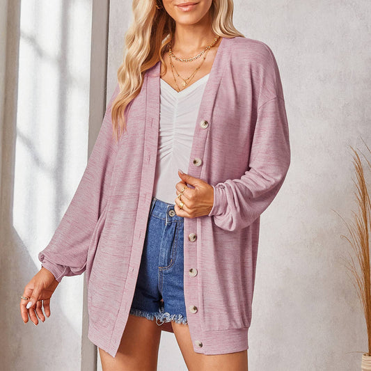 THIN COAT LONG SLEEVE LOOSE KNIT CARDIGAN