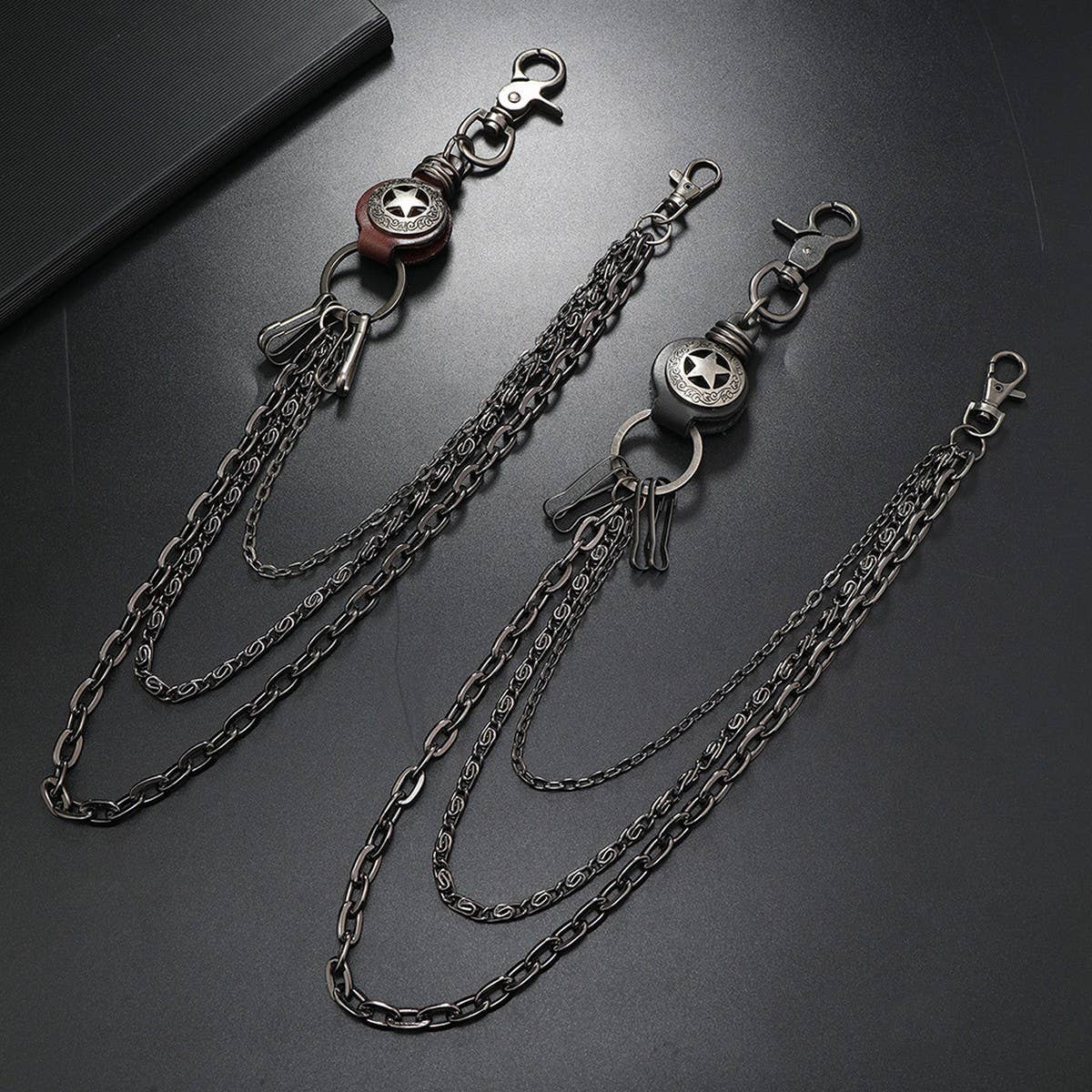 VINTAGE FIVE-POINTED STAR LEATHER PANTS CHAIN