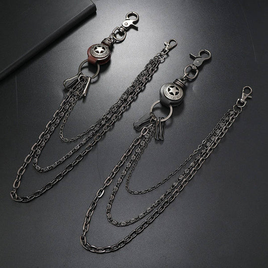 VINTAGE FIVE-POINTED STAR LEATHER PANTS CHAIN