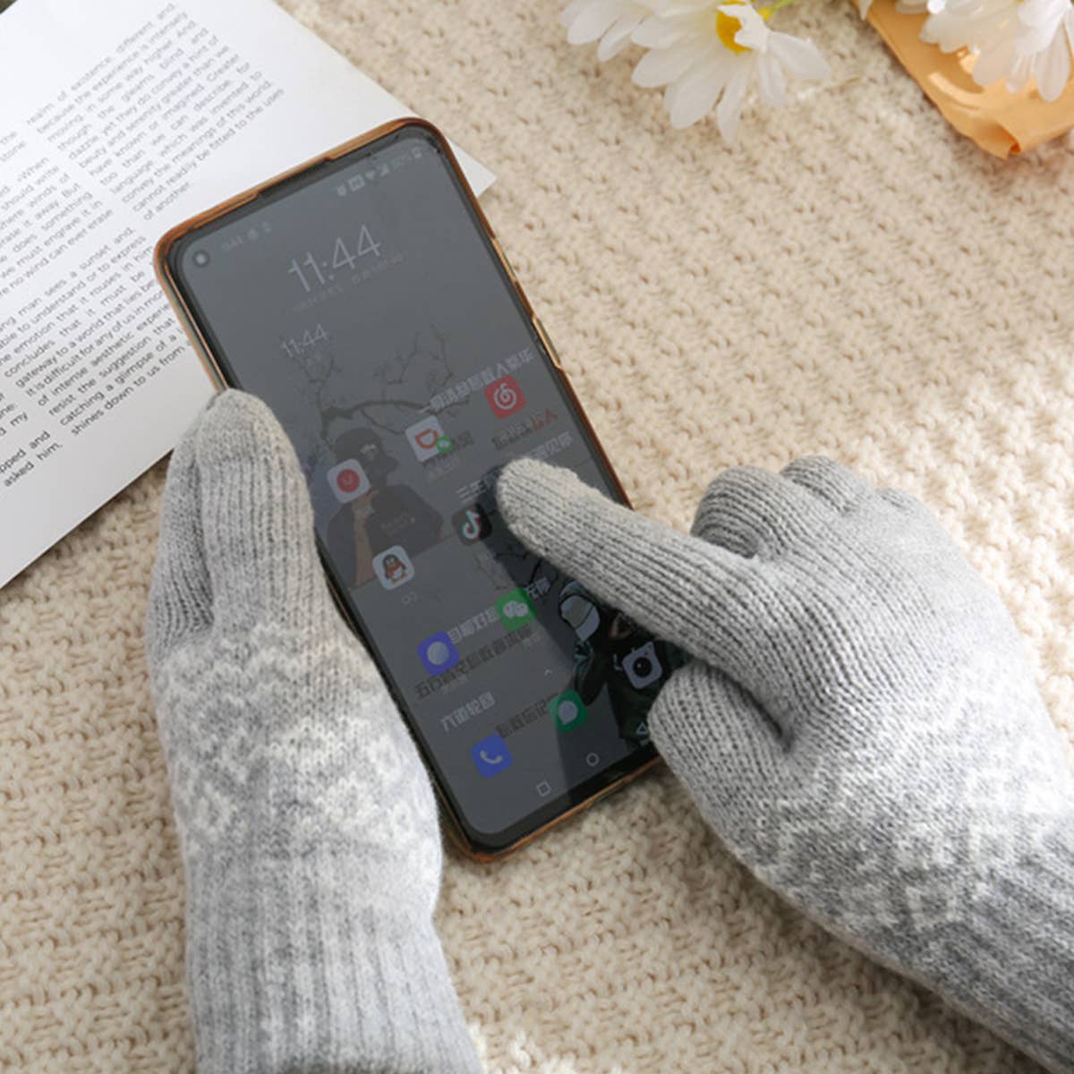 WINTER WARM TOUCH SCREEN WAVE FLEECE GLOVES_CWAG0192