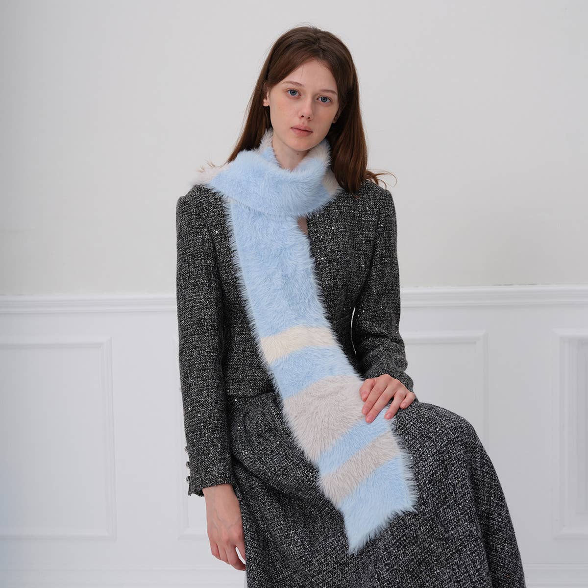 Chic Faux Mink Fur Knit Scarf for Winter_CWASC1284