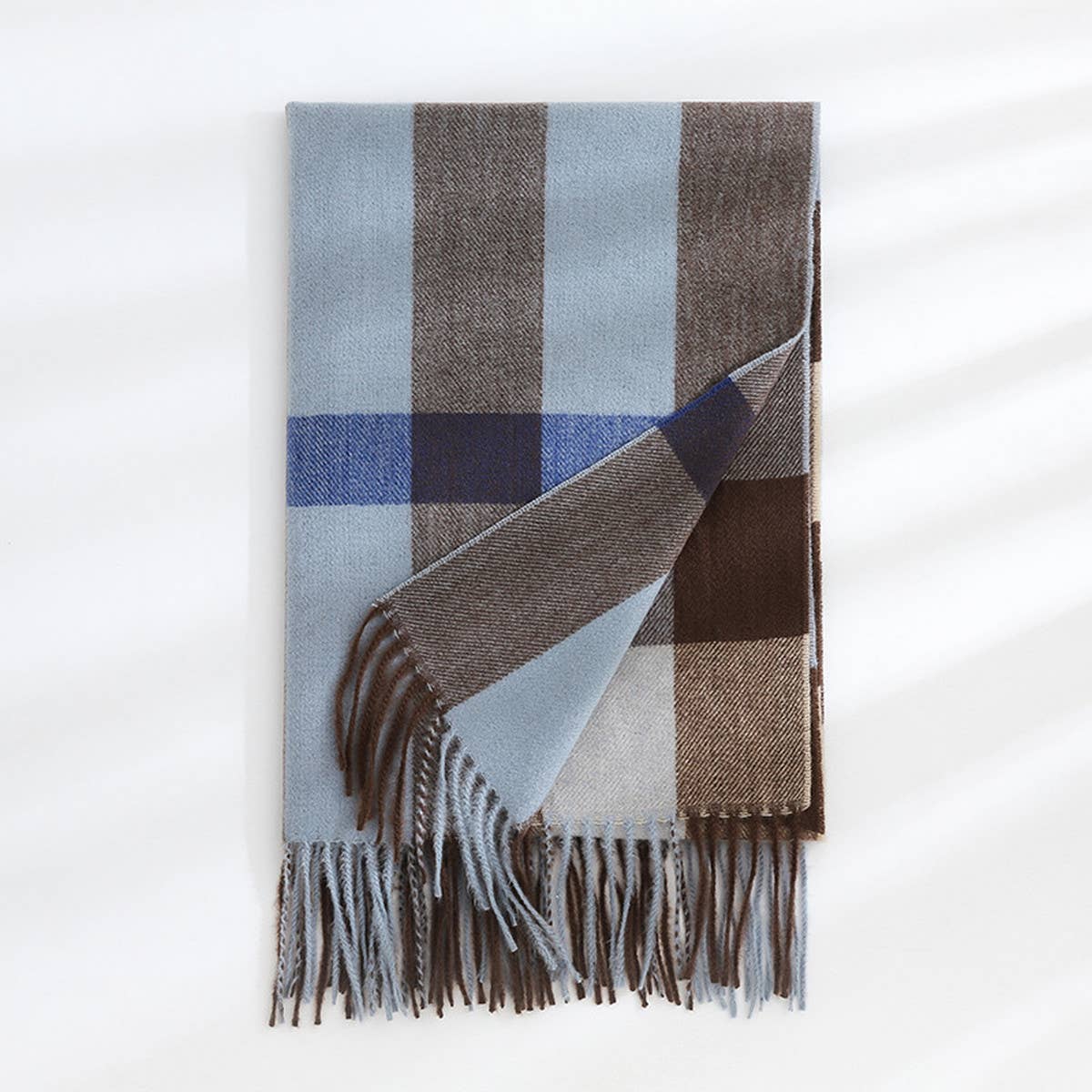 Plaid Faux Cashmere Scarf - Thick Warm Neck Wrap_CWASC0242