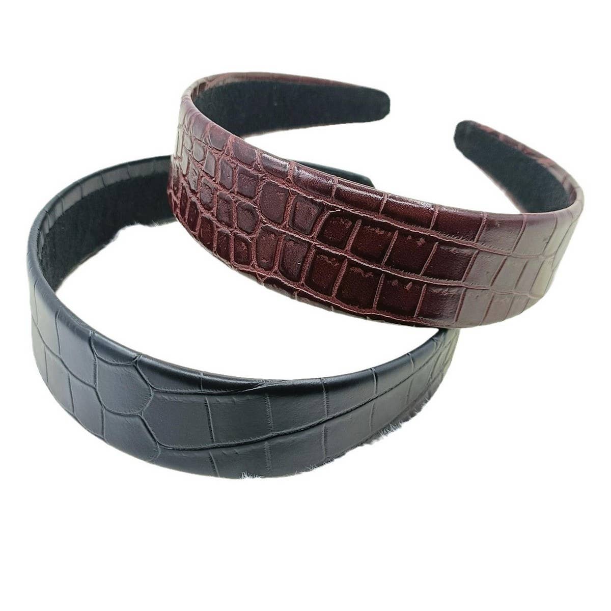 Vintage Two-Tone Crocodile PU Wide Hairband