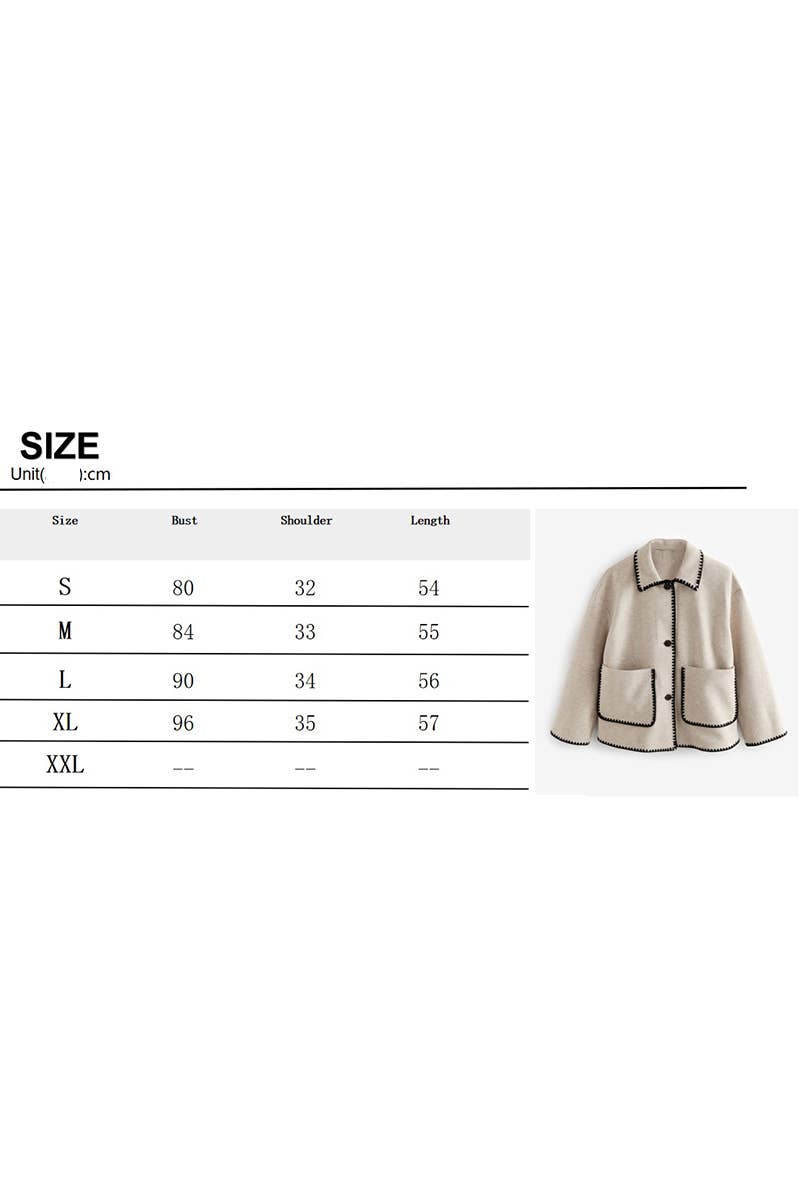 CWOCAL2324_LAPEL DOUBLE POCKET COLORBLOCK SHORT JACKET