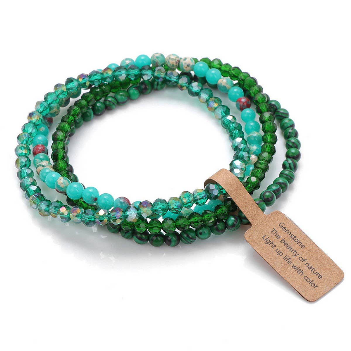 CWAJE4304_GLASS BEAD STONE BEADED FOUR-PIECE BRACELET