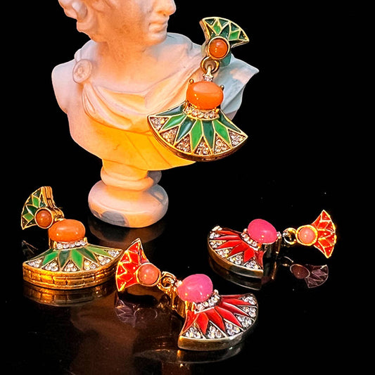 RETRO FAN-SHAPED EARRINGS_CWAJE1111