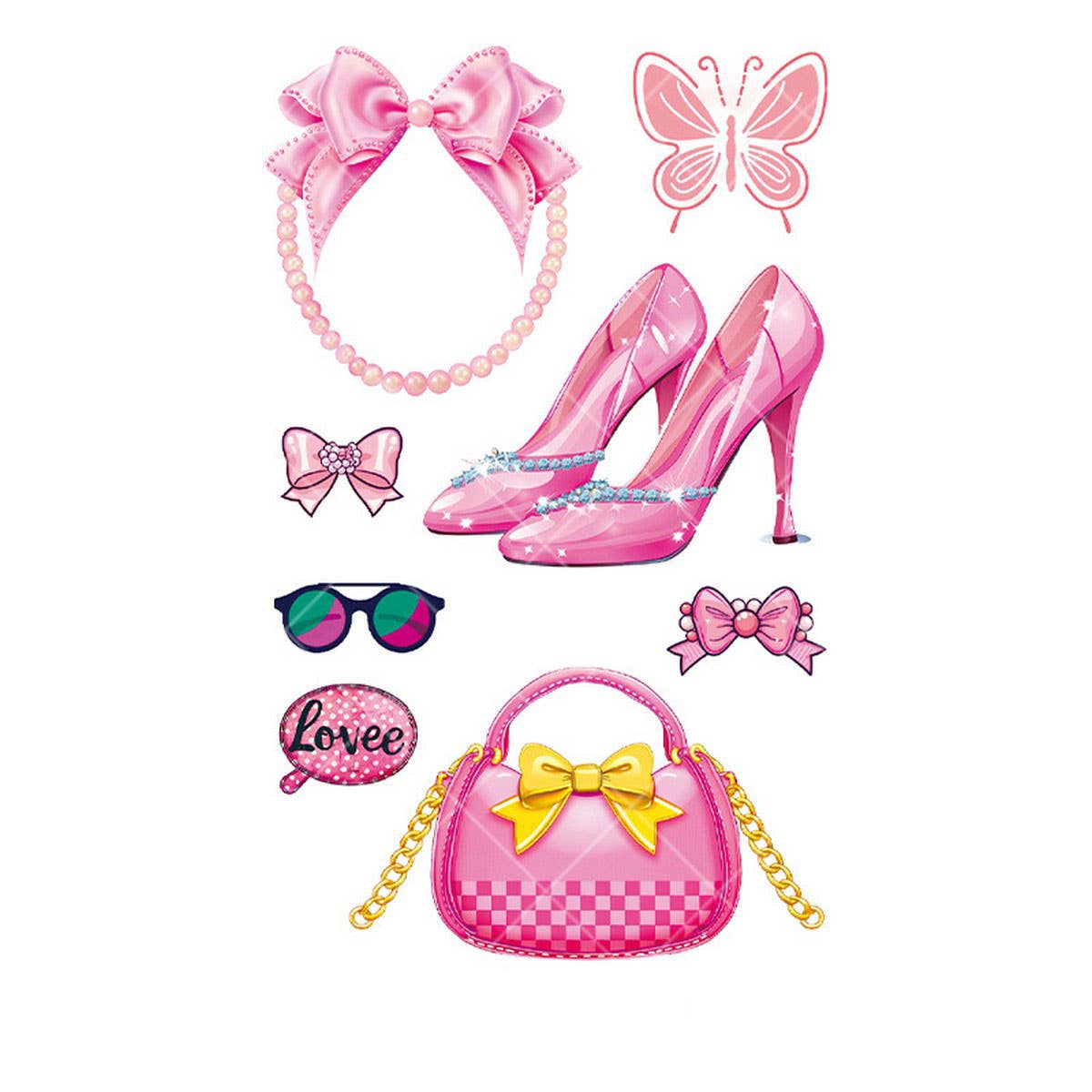 Pink Guitar Girl Tattoos ??Waterproof Kids Party_CWMM8382