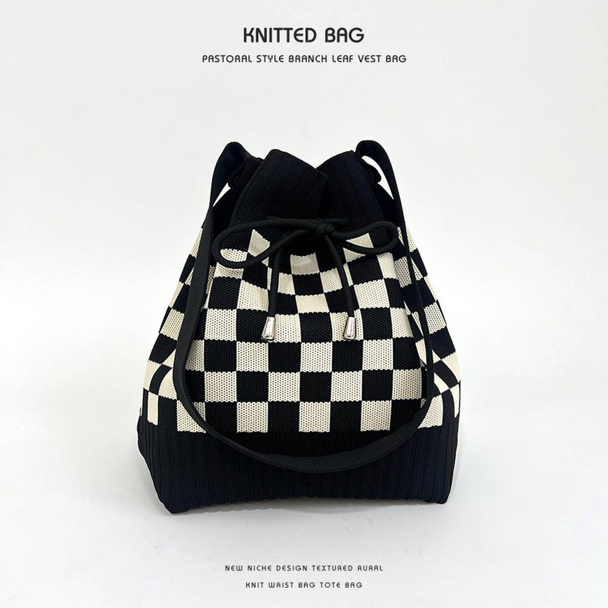 2024 CASUAL DRAWSTRING BUCKET KNITTED BAG_CWAB2375