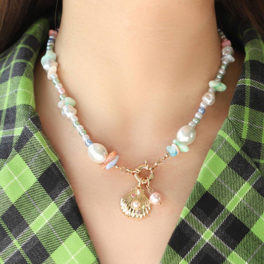 WOMEN'S COLORFUL PEARL SHELL BEADED NECKLACE
