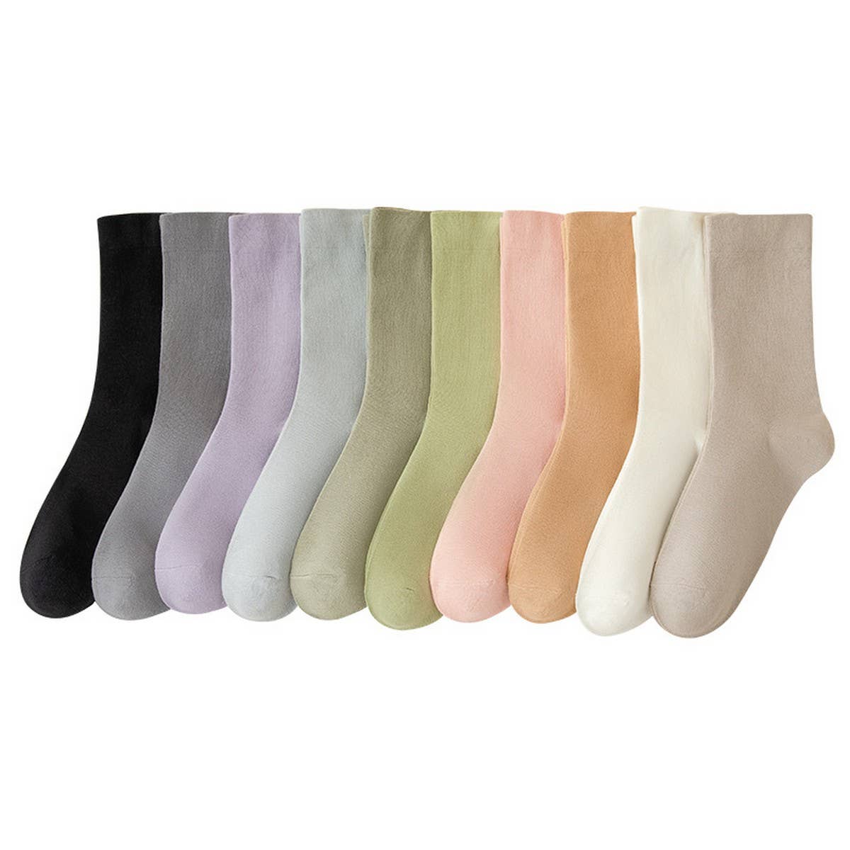 SOLID COLOR BONELESS SOCKS STACKED MID-TUBE SOCKS_CWMS1116