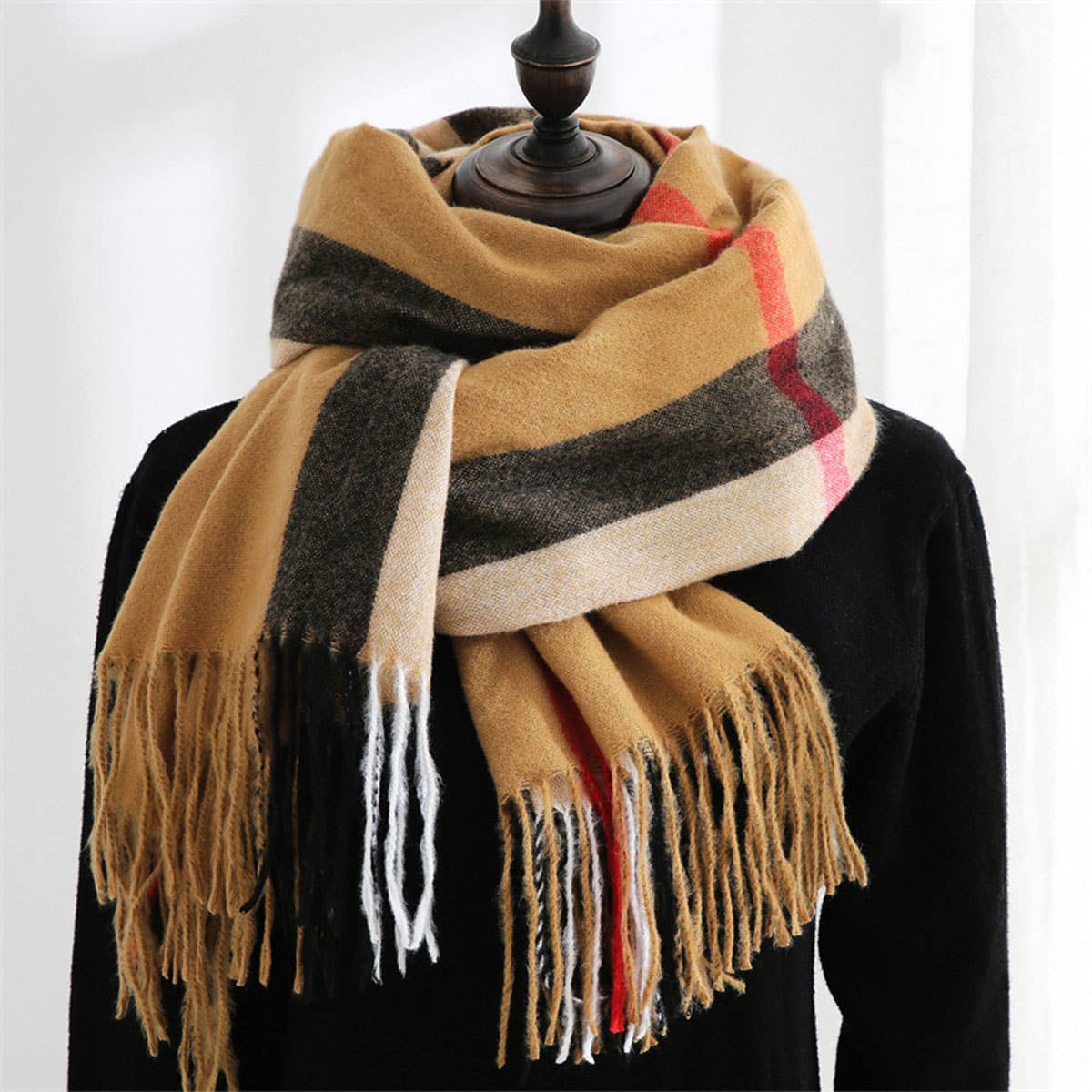 Sweet Stripe Winter Scarf ? Soft Mid-Length Wrap