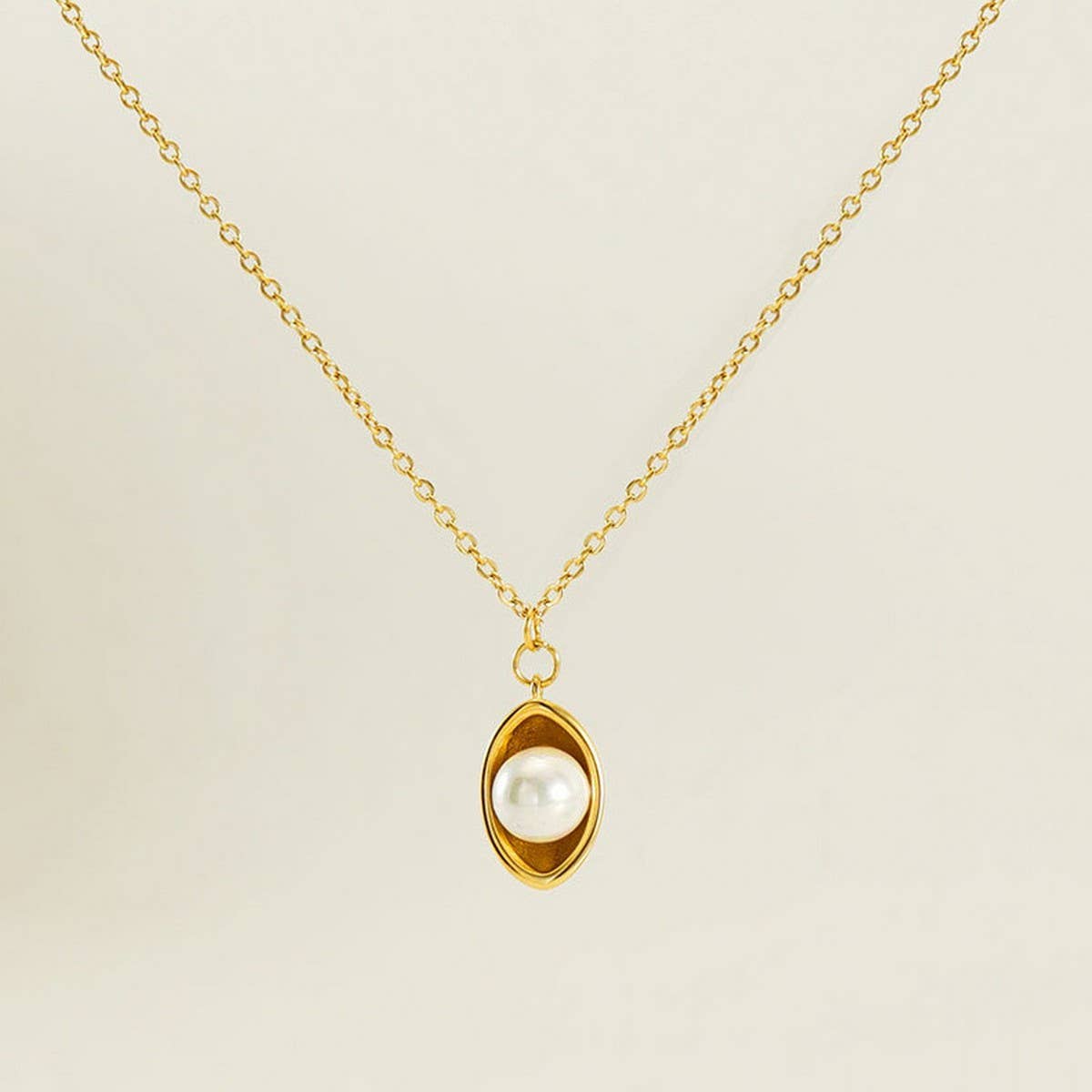 18K GOLD INGOT SET WITH PEARL PENDANT NECKLACE_CWAJE0693