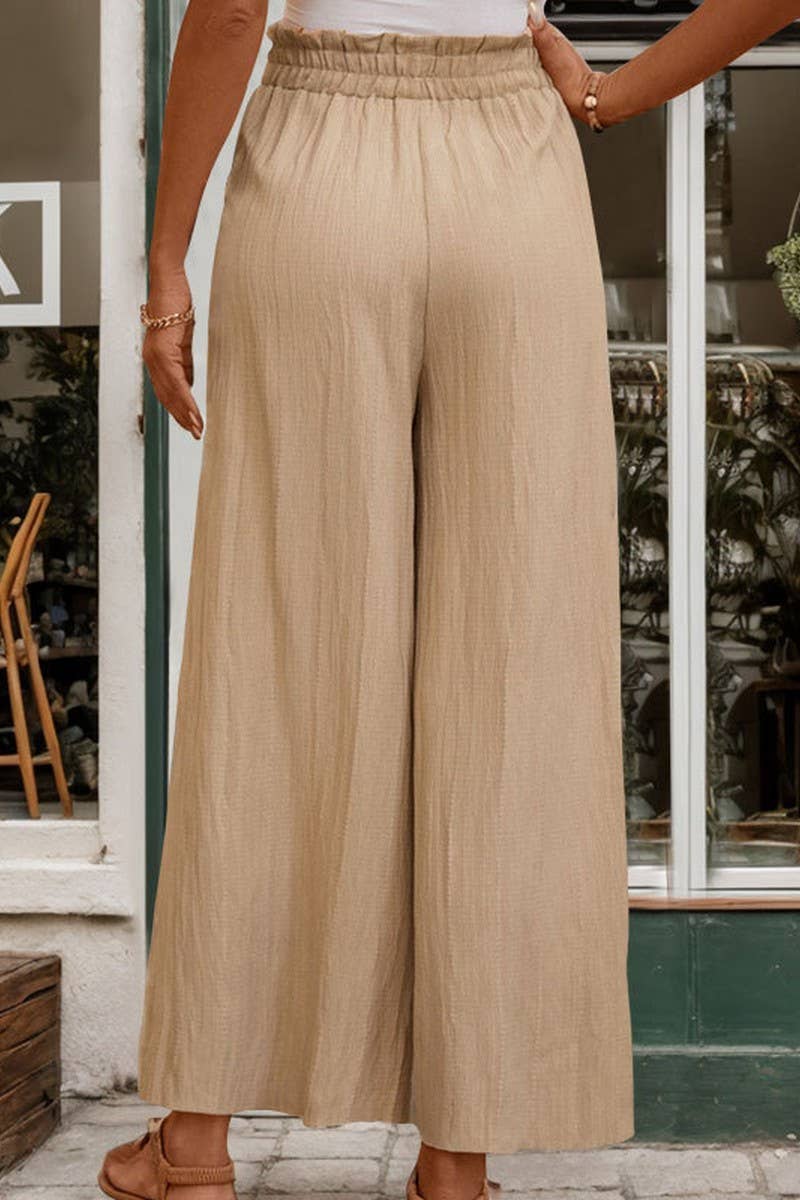 CWBLP0806_CASUAL TEXTURED HIGH WAIST WIDE LEG TROUSERS