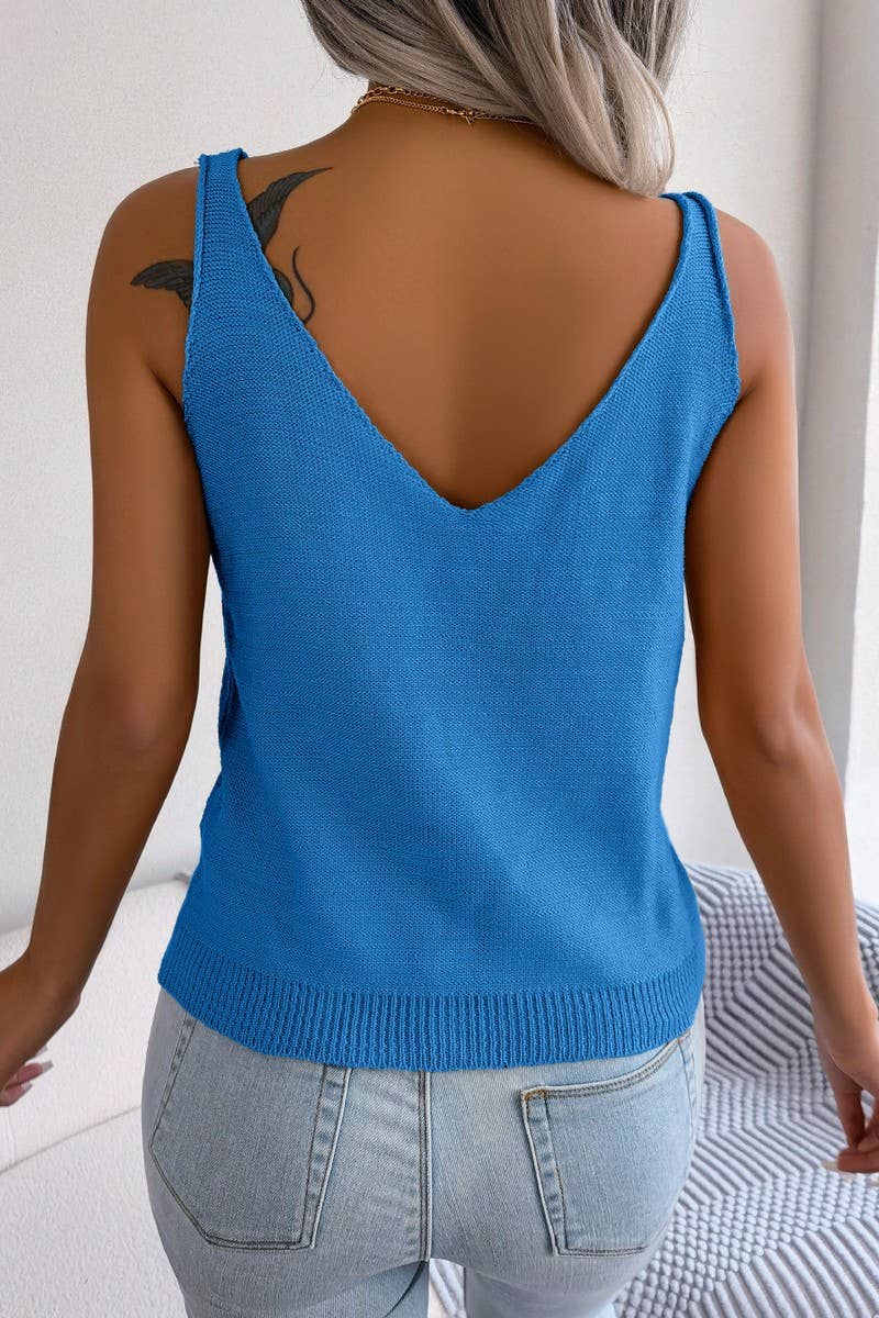 V NECK TWIST HOLLOWED KNITWEAR_CWOSWSL0042