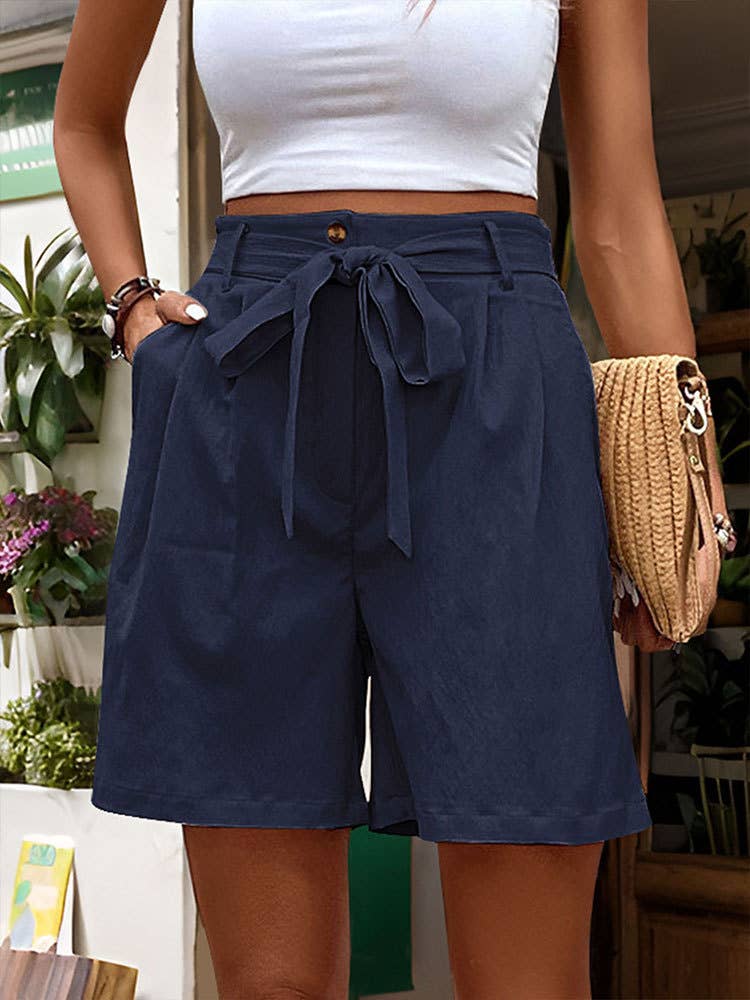 Simple Casual Drawstring Elastic Waist Shorts
