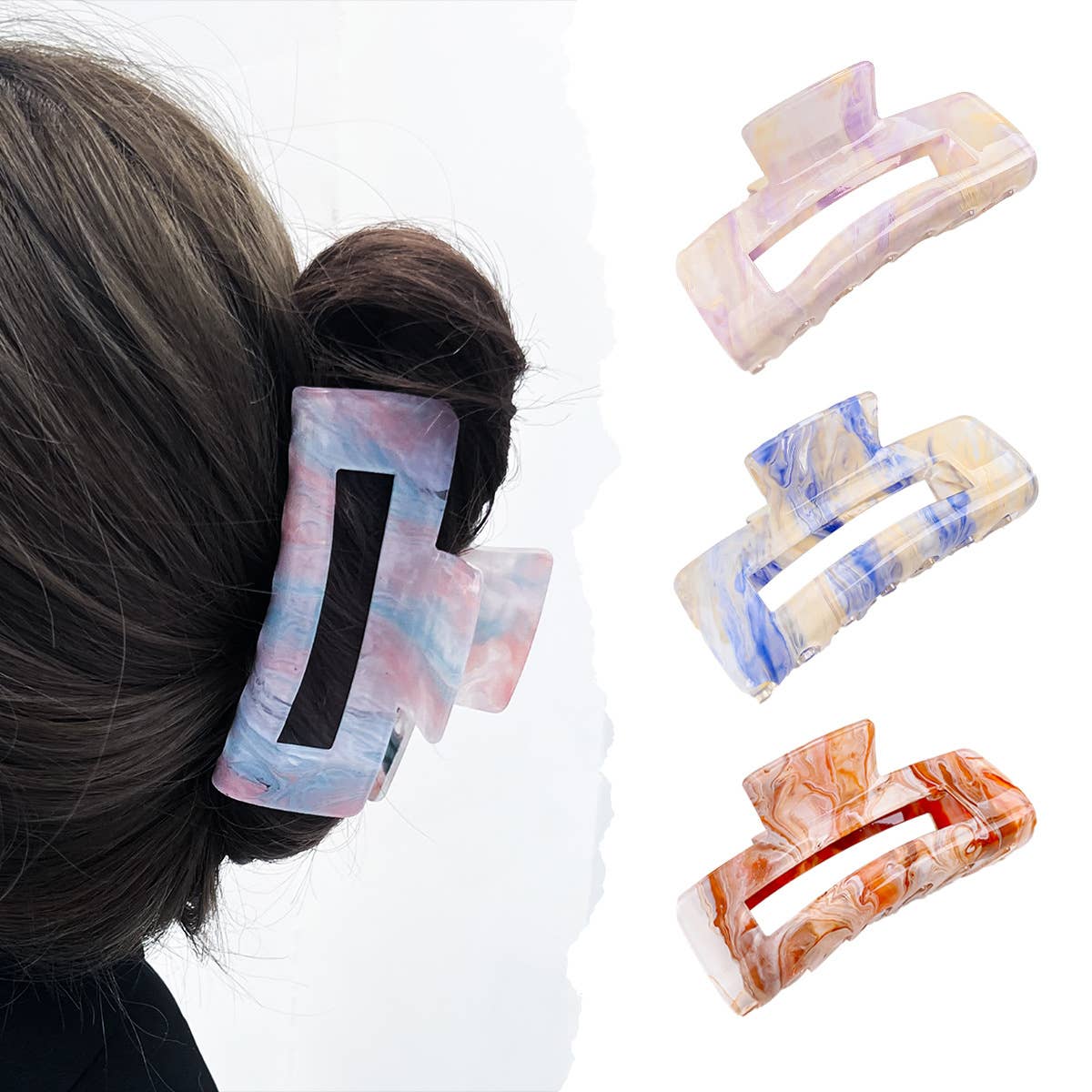 Acrylic Ink Hair Claw - Large Hollow Shark Clip_CWAHA0393