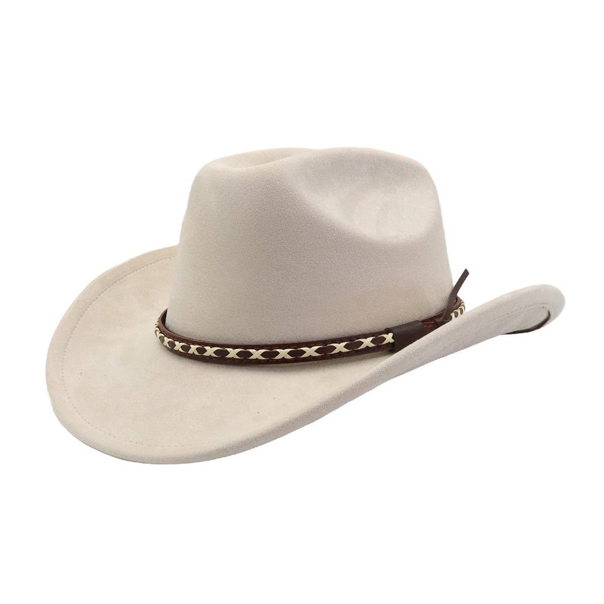 Suede Cowboy Fedora Hat Western Ethnic Style_CWAH04416