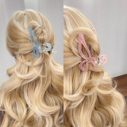 Simple jelly-colored large bow clip