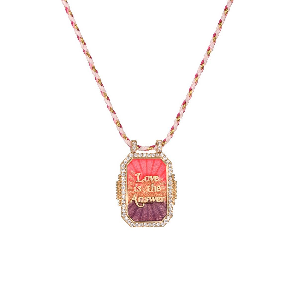 COLORFUL BRAIDED ZIRCONIA PENDANT NECKLACE