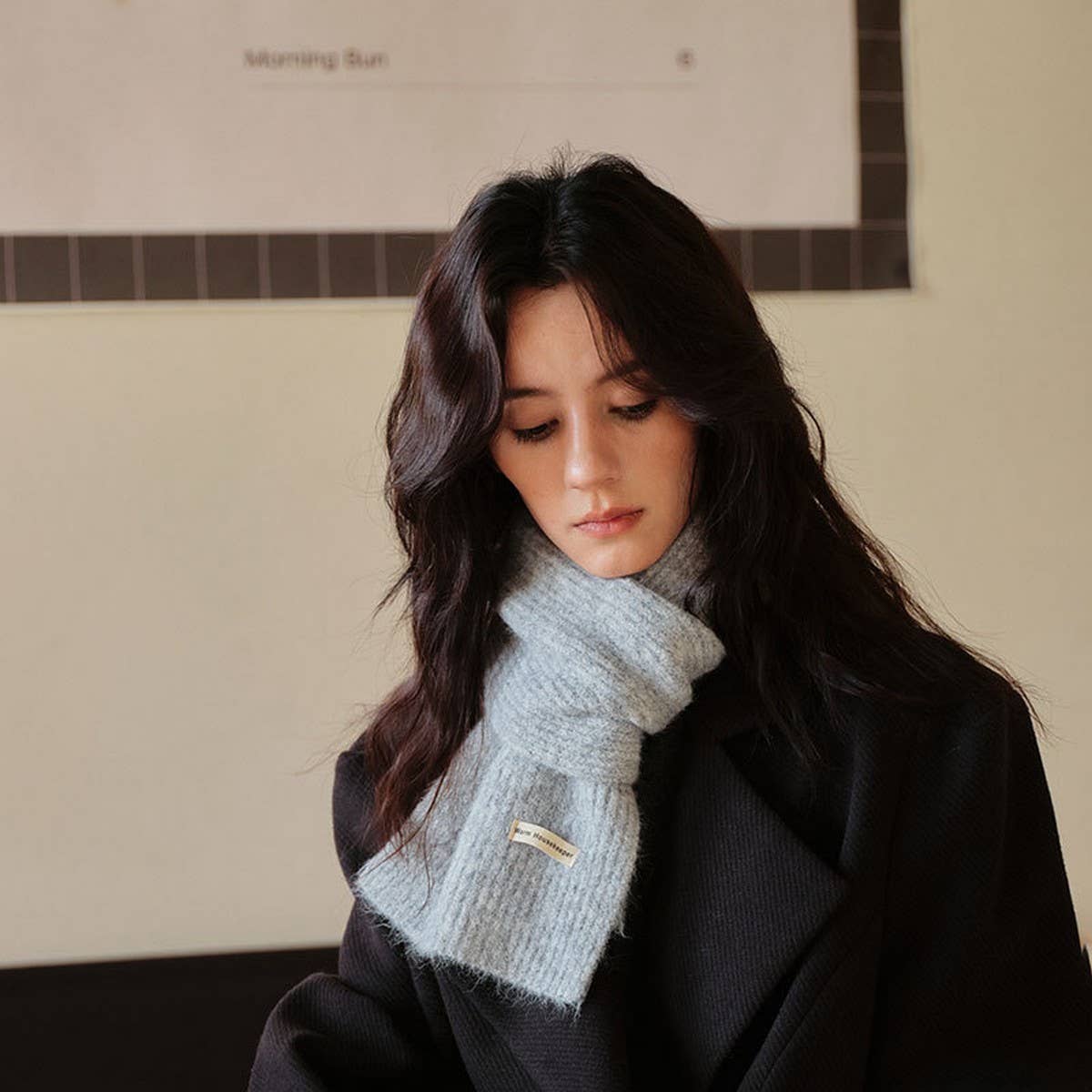 Winter solid wool blend scarf - soft and versatile