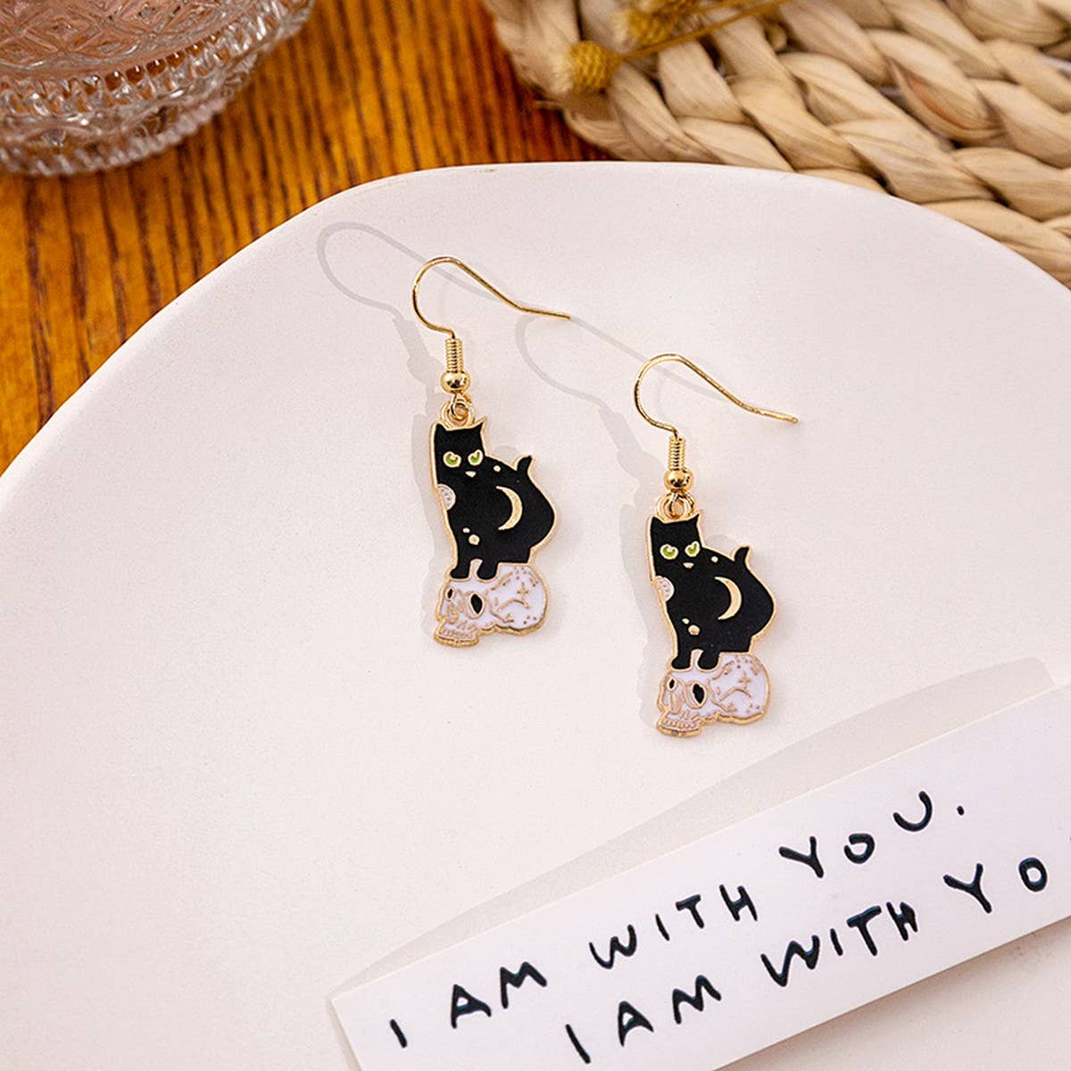 HALLOWEEN CARTOON CAT EARRINGS