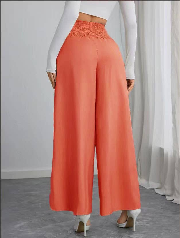 COMMUTER SOLID CHAIN SPANKING WIDE-LEG PANTS